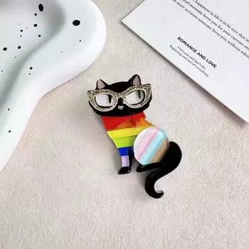 Мультфильм Модные Крутые Глаза Маленькая Черная Кошка Брошь Акриловая Мода Личность Новая Тенденция Нишевые Аксессуары Животное Универсальное