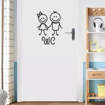 Мультфильм Мужчины и Женщины Туалет Наклейка На Стену Для Украшения Ванной Комнаты Виниловые Наклейки Для Дома Водонепроницаемый Плакат Наклейки На Дверь Туалет Знак