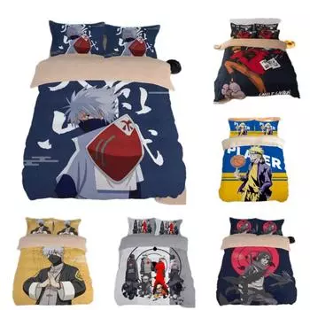 Мультфильм Наруто Саске Какаши аниме студенческое общежитие односпальная простыня пододеяльник комплект из трех предметов двуспальное постельное белье комплект из четырех предметов EU single(135x200cm)