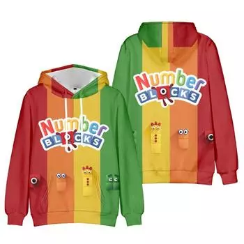 Мультфильм Numberblocks Мужчины Женщины Толстовки Осень Повседневный Пуловер Толстовка Мода Хип-Хоп Толстовка Одежда XS