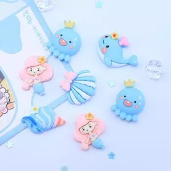 Мультфильм Океан Серия Ракушка Синий Кит DIY Аксессуары: Ободок для волос, заколка и магнит на холодильник