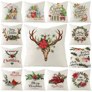 Мультфильм олень венок принт дома пледы наволочка Чехлы Рождественский декор
