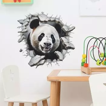 Мультфильм Панда 3D Сломанная Стена Спальня Гостиная Крыльцо Стена Украшение Декоративные Наклейки На Стены 39*40CM/fun-f41