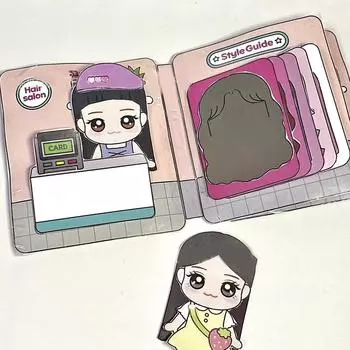 Мультфильм парикмахерская маникюрный магазин тихая книга для девочек самодельная наклейка игрушка сжимаемая книга игрушки для детей антистрессовая игрушка