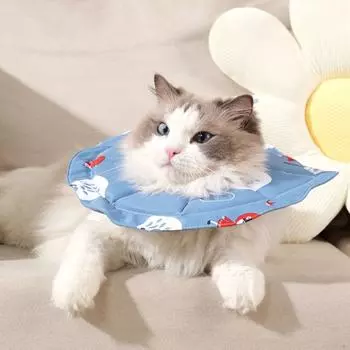 Мультфильм Питомец Елизаветинский Ошейник Кактус Узор Кошка Элизабет Круг Для Ухода Купание S синий