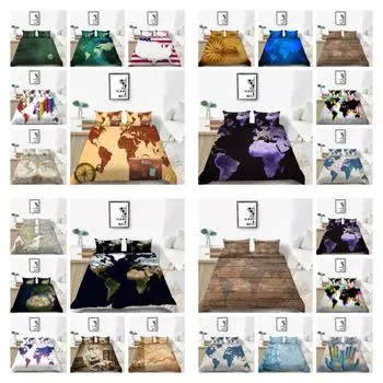 Мультфильм Пододеяльник Комплект Карта Постельное белье Чехол Костюм Мальчик Мужчина Один двойной размер Пластина Одеяло Чехол Полиэстер Наборы кроватей UK Single 135x200cm