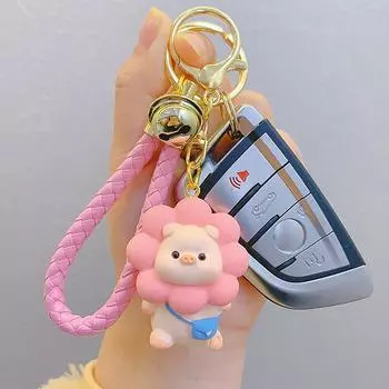 Мультфильм Подсолнух Свинья Кукла Металлический Брелок Брелок Девочка Мальчик Сумка Подвеска Автомобильный Брелок Ювелирные Изделия Шнур Подарочный Брелок фиолетовый
