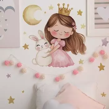 Мультфильм Принцесса Кролик Спальня Гостиная Домашний Фон Украшения Украшения Наклейки На Стены 40*60cm/fun-e228