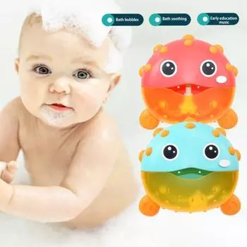 Мультфильм Puffer Bubble Maker Игрушка для ванны с музыкой Животное на присоске Электрическая машина Автоматический пузырь для детей Время купания красный