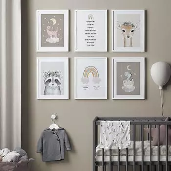 Мультфильм Радуга Динозавр Олень Детские Цитаты Плакат Стена Книги по искусству Печать на холсте Детская картина Скандинавская детская картина Декор для детской спальни 21*30cm