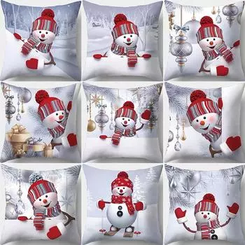 Мультфильм Рождественский снеговик Наволочка Диван Чехлы Рождественские домашние рождественские украшения 40x40cm