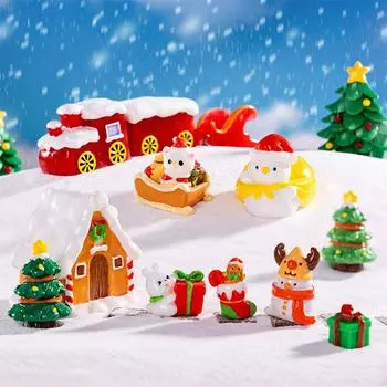Мультфильм Рождественский Снеговик Олень Микро Ландшафт Украшения Фигурка Миниатюрное Украшение Настольный DIY Украшение Дома Подарки A14