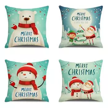 Мультфильм Рождественский снеговик Санта теплый подарок наволочка наволочка наволочка на спинку наволочка для дома 40x40cm