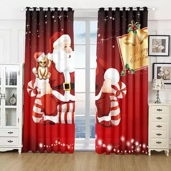 Мультфильм Рождество С Новым годом Санта-Клаус Детские оконные шторы Жалюзи для гостиной Спальня Кухня Двери Домашний декор 2 шт. W50 X H130(CM)X2&Hook