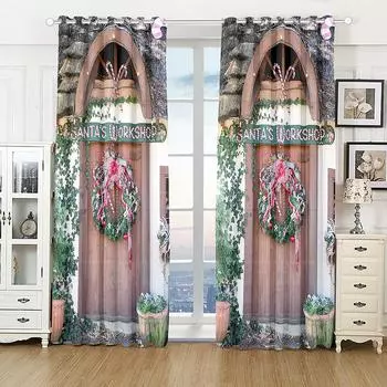 Мультфильм Рождество С Новым годом звезда красный шар детские оконные шторы жалюзи для гостиной спальни кухонные двери домашний декор 2 шт. W50 X H130(CM)X2&Hook