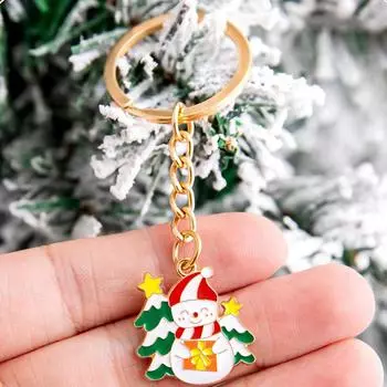 Мультфильм Рождество Санта-Клаус Снеговик Дерево Брелок Подвеска Металлический Брелок Креативный Рюкзак Украшения Аксессуары Подарок