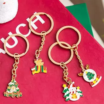 Мультфильм Рождество Санта-Клаус Снеговик Дерево Брелок Подвеска Модный Металлический Брелок Креативный Рюкзак Украшения Аксессуары Подарок A2