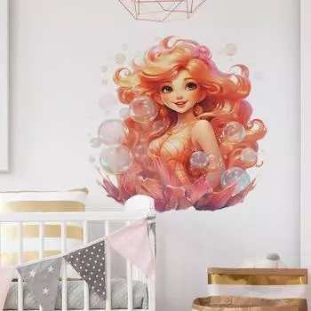 Мультфильм Русалочка Принцесса Детская Спальня Детский Сад Домашний Декор Стены Наклейки На Стены 30*60CM*2PCS/fun-b31