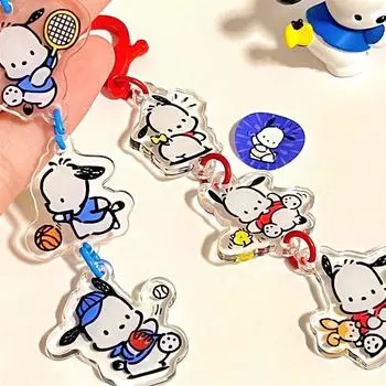 Мультфильм Sanrio Аниме Игрушки Кукла Милая Pochacco Брелок Сумка Акриловый Подвесной Брелок Подвесные Украшения Девчачье Сердце Аксессуары Подарок синий