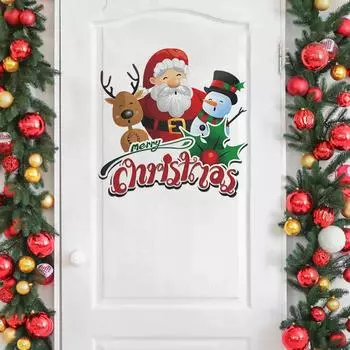 Мультфильм Санта-Клаус Лось Снег Английский Слоган Спальня Гостиная Украшения Наклейка На Стену 39*39cm/fun-f247