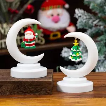 Мультфильм Санта-Клаус Луна Лампа Пластиковый Лунный Ночник Рождественская Настольная Лампа Декор Офиса Отеля style 4
