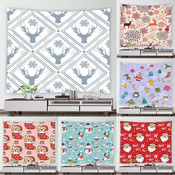 Мультфильм Санта-Клаус Олень Снеговик узор гобелен дома гостиная спальня стены ткань украшения фон ткань гобелен 100x75cm