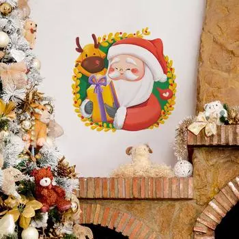 Мультфильм Санта-Клаус Снежинка Лось Подарочная коробка Атмосфера Украсьте спальню Гостиная Наклейки 39*39CM/fun-f248