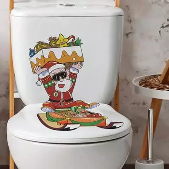 Мультфильм Санта Сани Ванная комната Туалет с домашним украшением Наклейки Самоклеящиеся 27*39CM/fun-m223