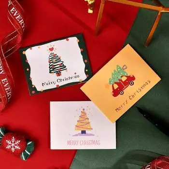 Мультфильм Счастливого Рождества Поздравительные открытки Рукописный Благодарственный Приглашение Благословение Складные Приглашения для Гостей Аксессуары для Вечеринки