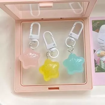 Мультфильм Шарм Сумка Пентаграмма Украшения Милый Желейный Ночной Светящийся Толстый Брелок Звезда Девочки Сердце Милый Кулон Парные Аксессуары Подарок розовый