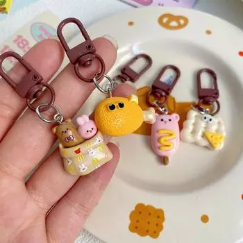 Мультфильм Симуляция Еда Медведь Куриная Ножка Печенье Брелок Подвеска Брелок Для Женщин Девочек Сумки Брелки Детские Подарки На День Рождения