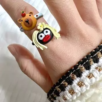 Мультфильм смешной милый сурок сосиска рот уродливая кукла кольцо личность открывающаяся регулируемая девушка кольцо ювелирный подарок