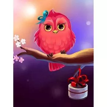 Мультфильм Сова Алмазная картина Полный круглый комплект мозаики Изображение Большой DIY Nighthawk Rhinestone Краска 20X30CM