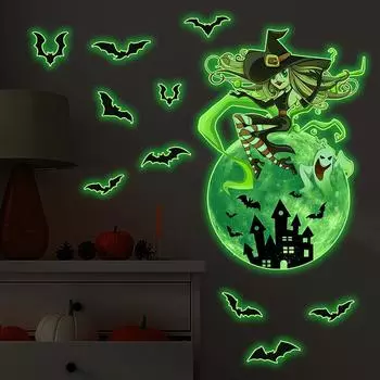 Мультфильм светящийся Хэллоуин фон украшение спальня настенная наклейка светящаяся наклейка