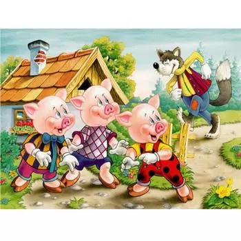 Мультфильм Свиньи Волк 5D Diy Алмазная вышивка Мозаика Алмазная ручная работа Алмазная картина вышивка крестиком Домашний Декор Подарки 20X30CM