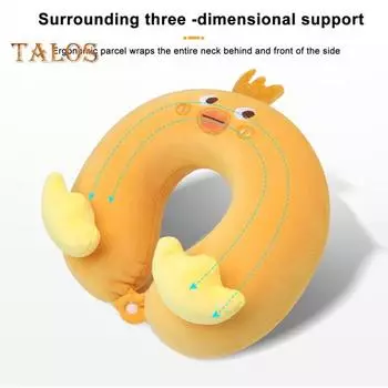 Мультфильм U-образная подушка для шеи из пены с эффектом памяти Эргономичная поддержка головы и шеи Сверхлегкий автомобиль Самолет Поезд Путешествия Дети Студенческая шейная подушка для офиса светло-зеленый