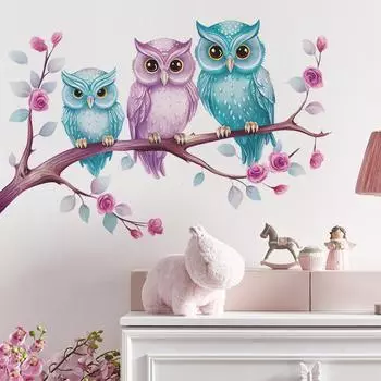 Мультфильм Ветка Сова Детская Спальня Детский Сад Фон Ландшафтный Дизайн Наклейки На Стены Самоклеящиеся 40*60CM/fun-e52