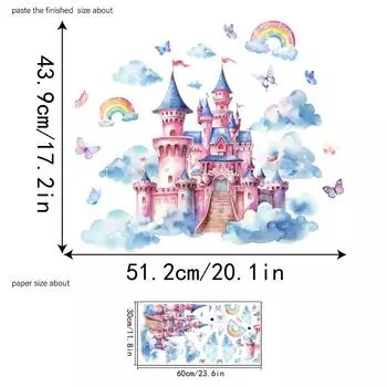Мультфильм, Замок мечты, Наклейки на стены, Стены детской комнаты, Домашний декор, Украшающие наклейки на стены, Самоклеящиеся наклейки, Съемные 30x60cm