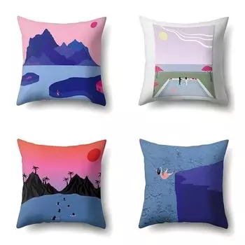 Мультфильм злодей пейзаж наволочка офисная подушка чехол для гостиной талии 40x40cm