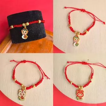 Мультфильм Змея Год Счастливый Красный Веревочный Браслет Китайский Стиль Зодиак Змея Плетеный Браслет Ювелирные Изделия Аксессуары Подарки на Новый Год A12