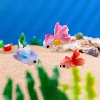 Мультфильм Золотая Рыбка Микро Ландшафт Моделирование Золотая Рыбка Фигурка Милая Золотая Рыбка Украшения Аквариум фиолетовый