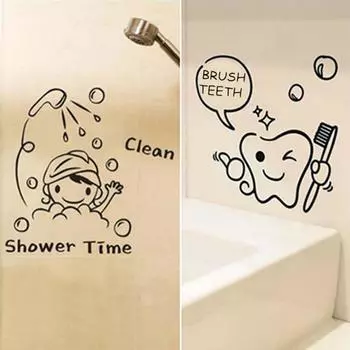 Мультфильм зубная щетка ваши зубы душевая комната виниловая наклейка фрески настенный декор 1