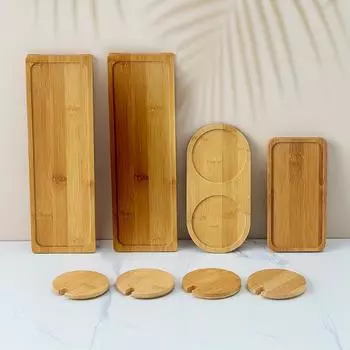 Мультибамбуковый поднос, деревянное блюдце, цветочный горшок, поднос, подставка для чашки, подставка для посуды, кухонная декоративная тарелка, креативная подставка для кофейной чашки, коврик