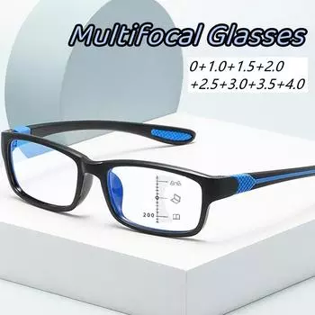 Мультифокальные очки для чтения в квадратной оправе, женские прогрессивные очки для ближнего и дальнего света, винтажные очки с блокировкой синего света, пресбиопия Strength 1