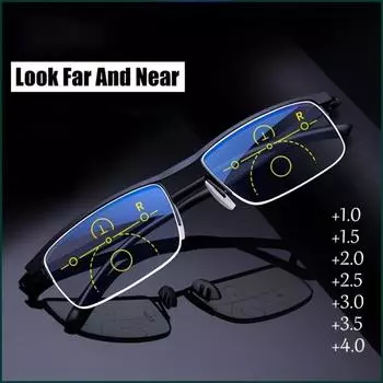 Мультифокальные прогрессивные очки для чтения, офисные компьютерные очки с линзами, защищающими от синего света, очки для пресбиопов +150 чёрный