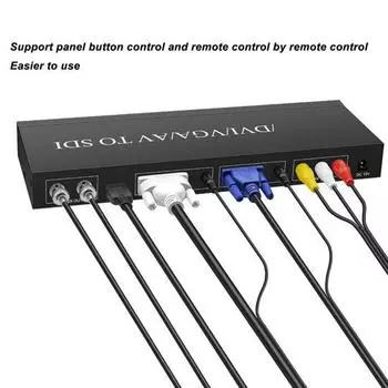 Мультиформатный видеоконвертер в SDI HD 3G SDI 1080P60 HD Мультимедийный интерфейс DVI VGA AV в SDI Конвертер 100240 В EU Plug EU Plug