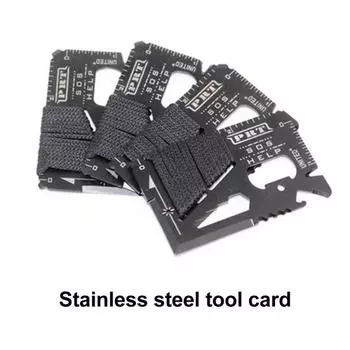 Мультиинструмент для кредитных карт с чехлом из искусственной кожи 14 в 1, тонкая портативная маленькая открывалка для бутылок, карманный инструмент SOS для экстренного выживания B