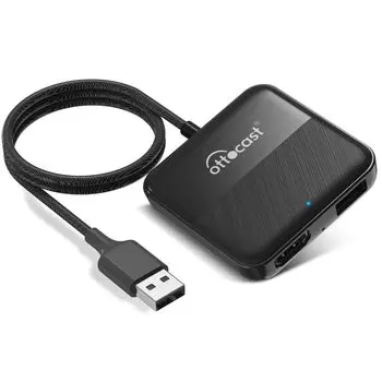 Мультимедийный адаптер Ottocast Car TV Mate HDMI Может быть подключен к игровому телевизору Совместим с автомобилями, оборудованными настоящей проводной системой Car Play, начиная с 2016 года