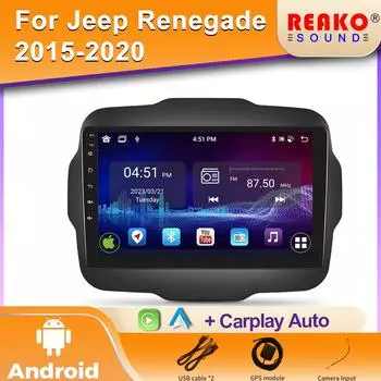 Мультимедийный проигрыватель для Jeep Renegade 2016-2020 Carplay Android Auto Car Radio Stereo 4G Wifi 4 core 1GB+32GB carplay
