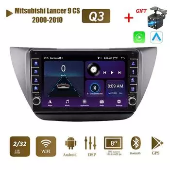 Мультимедийный видеоплеер на базе Android для Mitsubishi Lancer 9 CS 2000-2010 с кнопочной ручкой Carplay WiFi BT 2 Din 2 + 32 ГБ 1+16GB